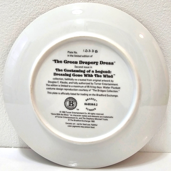 Gone with the Wind "The Green Drapery Dress" 1993 Plate #1033B - Picture 9 of 11